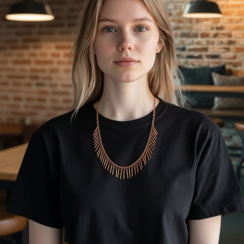 Elegant Copper Fringe Necklace 413
